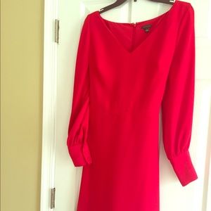 Ann Taylor long sleeve Red midi dress